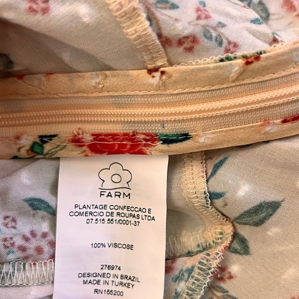 FARM Rio Cream Floral Ruffle Top with Teal Trim - Picture 16 of 16